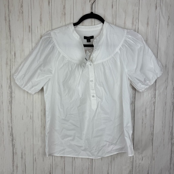 J Crew NWT Puff-sleeve Cotton Poplin Popover Top SIZE 6 - Picture 1 of 5